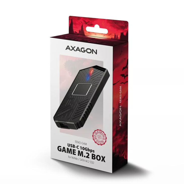 AXAGON EEM2-GAM M.2-NVMe/SATA Enclosure, USB-C 3.1, 10Gbps - Aluminium, black image number 6