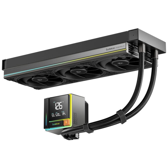 Sudokoo energlo 360 | 360mm aio vodno hlajenje | lcd zaslon argb pwm | intel lga1851 amd am5 | črni cpu hladilnik 2 Sudokoo energlo 360 360mm radiator črna aio vodna hladilna enota