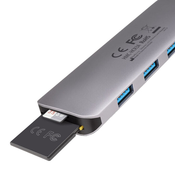 AXAGON HMC-HCR3A USB-Hub, 3x USB-A + HDMI + SD/microSD, USB-C 3.2 Gen 1, 20 cm USB-C-Kabel image number 2