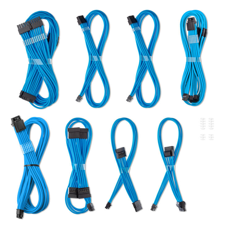 CableMod C-Series Pro ModMesh Sleeved 12V-2x6 12VHPWR Dual StealthSense Cable Kit for Corsair RMi, RMx (Black Label) - light blue image number 1