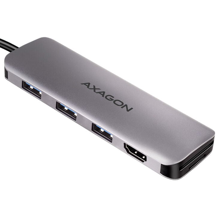 AXAGON HMC-HCR3A USB Hub, 3x USB-A + HDMI + SD/microSD, USB-C 3.2 Gen 1, 20 cm USB-C cable image number 1