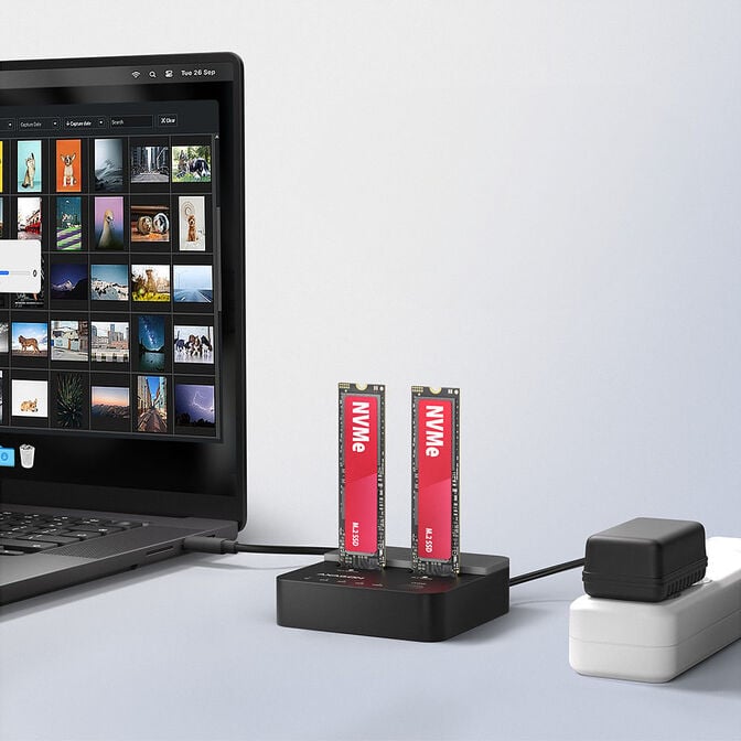 AXAGON ADSA-M2C22L M.2-Dockingstation, USB-C 20Gbps, 2x M.2, Klonfunktion - schwarz image number 4