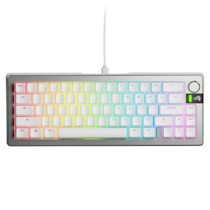 Glorious GMMK 3 Pro 65% Custom Gaming Keyboard - Pre-Built, ANSI (US), Fox Switches, Silver image number 1