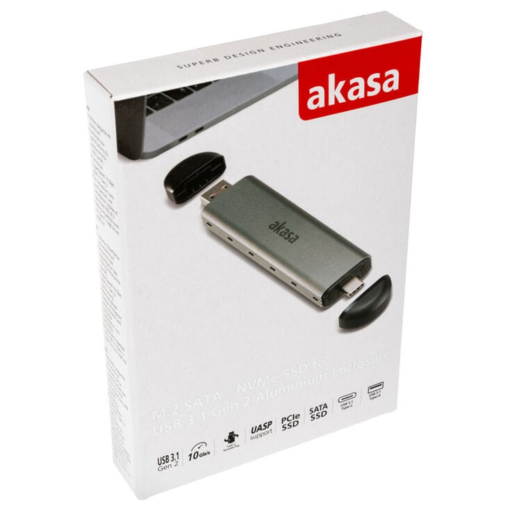 Akasa externes M.2 NVMe Gehäuse, USB 3.1, Aluminium - schwarz image number 5