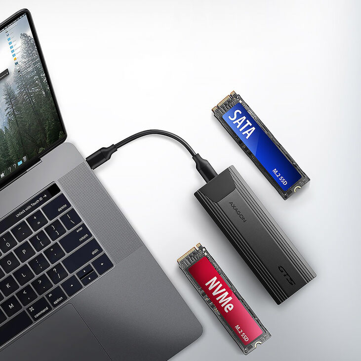 AXAGON EEM2-GTS2 M.2 enclosure, NVMe & SATA, USB-C 3.1, 10 Gbit/s - dark grey image number 5