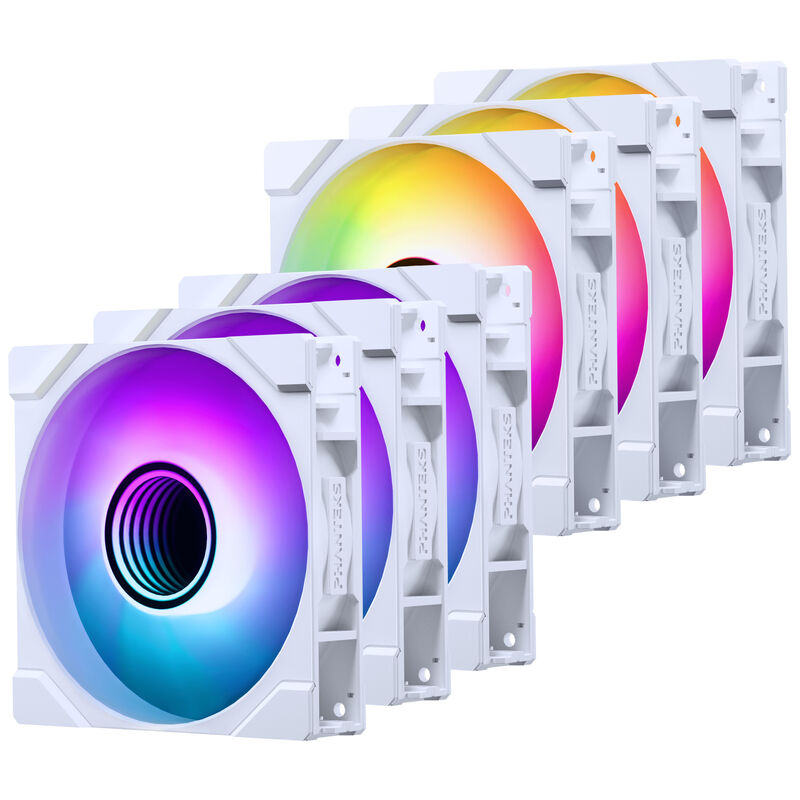 PHANTEKS "6er Pack" 3er Pack M25 Gen2 D-RGB Standard Lüfter + 3er Pack M25 Gen2 D-RGB Reverse Blade Lüfter, 120mm - weiß