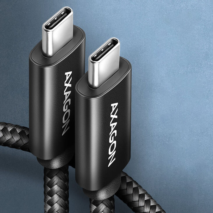 AXAGON BUCM4X-CM10AB USB-C zu USB-C Kabel, USB4 Gen 3×2, 1 m, PD 240W, 8K HD, ALU, geflochten - schw image number 1