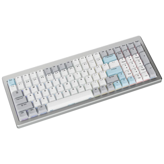 Ducky Cushion 98 Gaming-Tastatur, 96%, US-Layout, Shush Red Switches - Silver image number 1