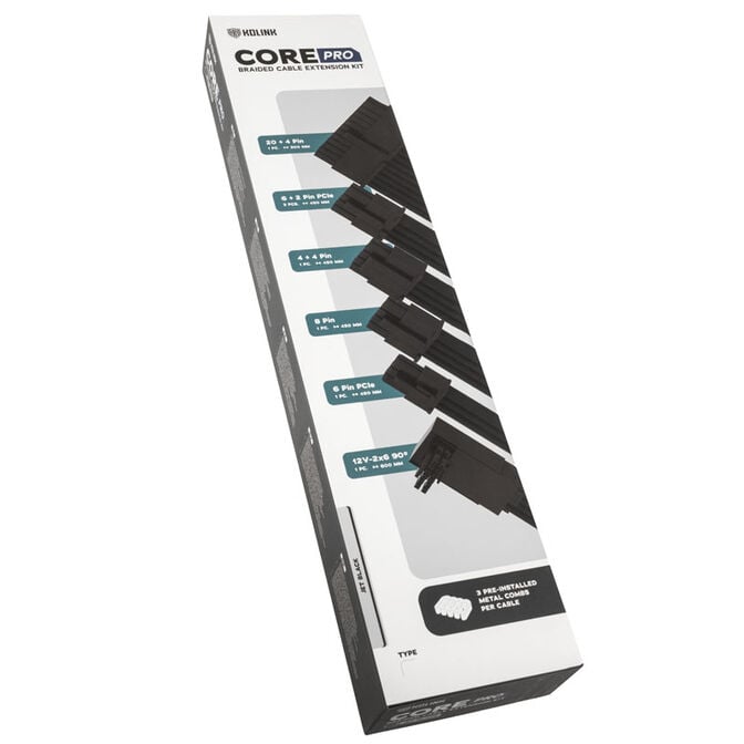 Kolink Core Pro Braided Cable Extension Kit 12V-2x6 Typ 2 - Jet Black image number 3