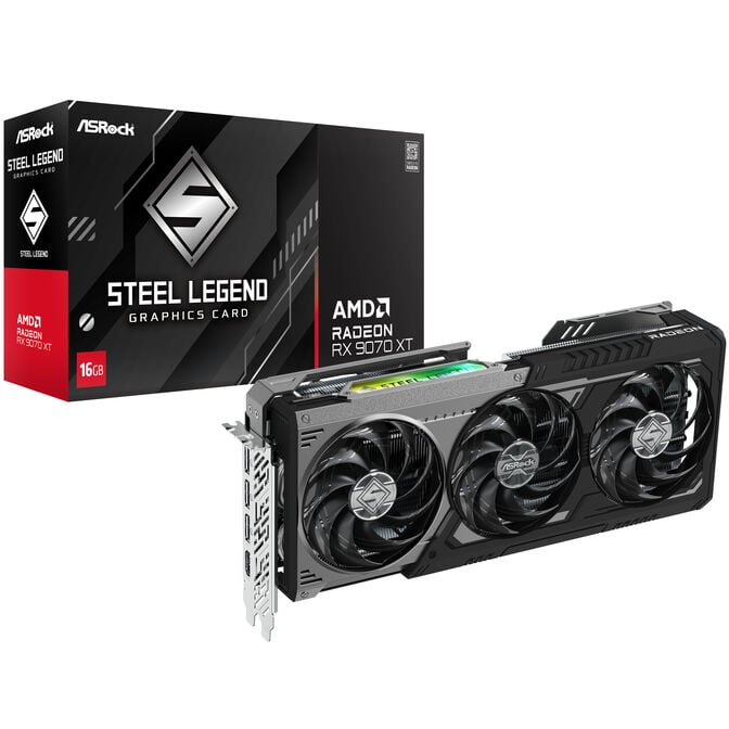 ASRock Radeon RX 9070 XT Steel Legend Dark 16GB Grafikkarte, 16384 MB GDDR6 image number 0