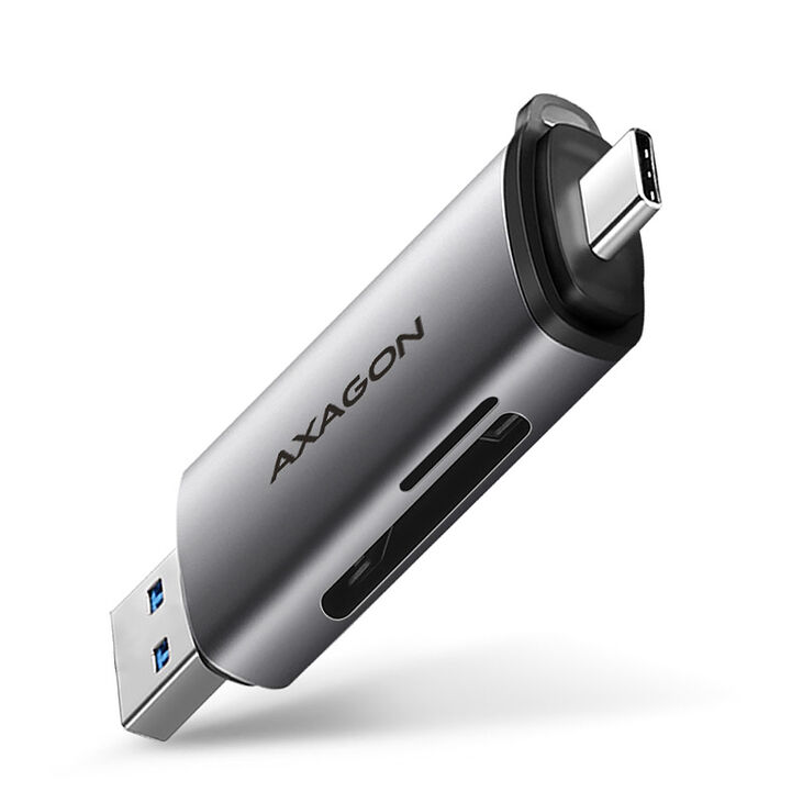 AXAGON CRE-SAC card reader, USB 3.2 Gen1 Type C + Type A, SD, microSD image number 0