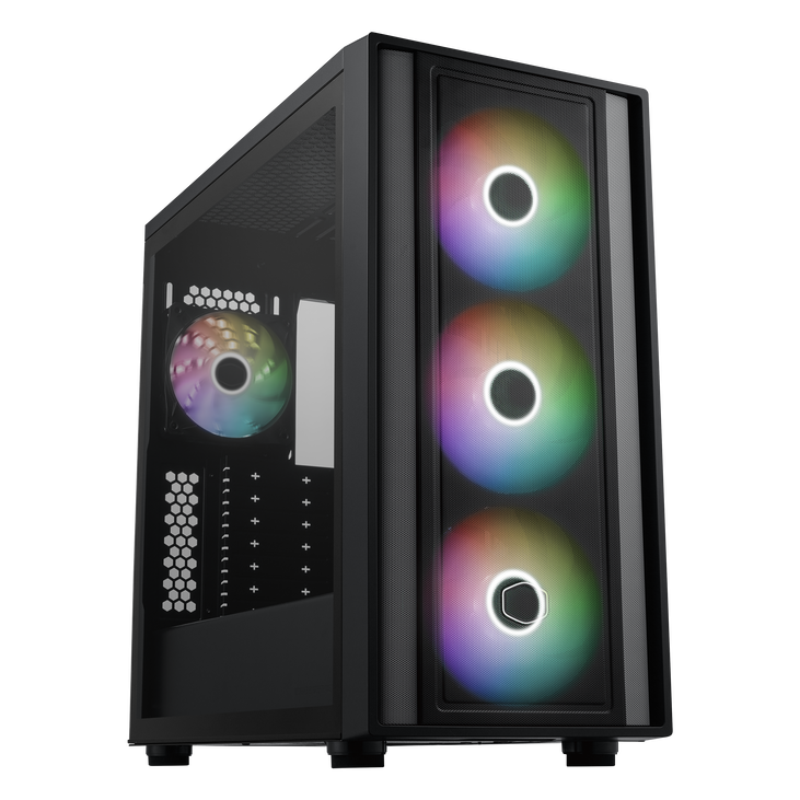 Cooler Master MasterBox 600 ARGB PC-Gehäuse, Midi-Tower, E-ATX, RGB, Tempered Glass - schwarz image number 1