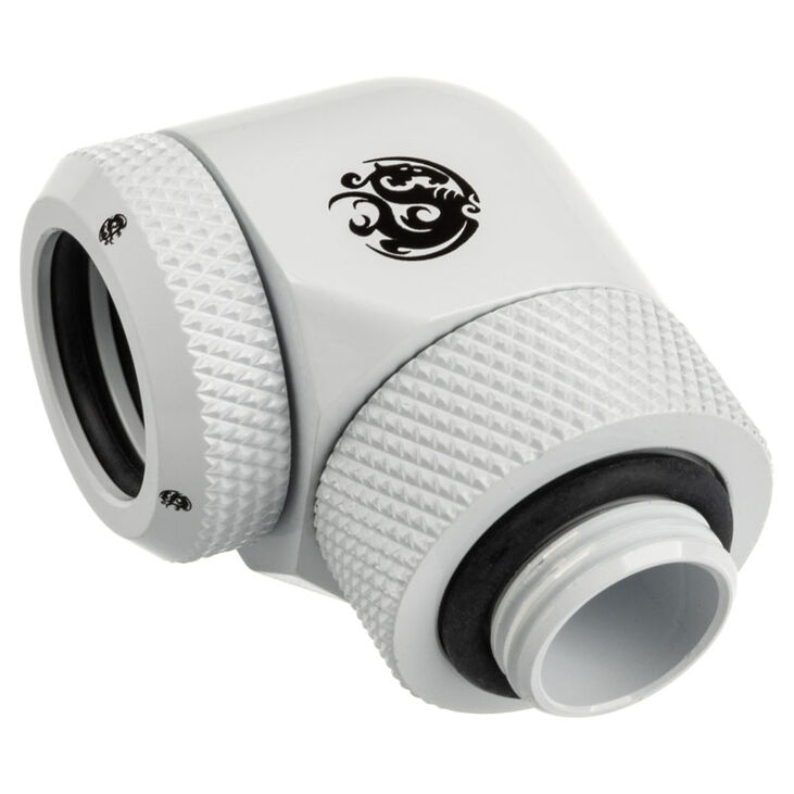 Bitspower Adapter 90 Grad G1/4 Zoll AG auf 14mm AD Hardtube - drehbar, weiß image number 0