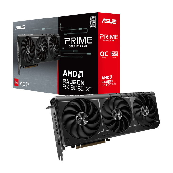 ASUS Prime Radeon RX 9060 XT OC Edition Graphics Card, 16,384 MB GDDR6 image number 0