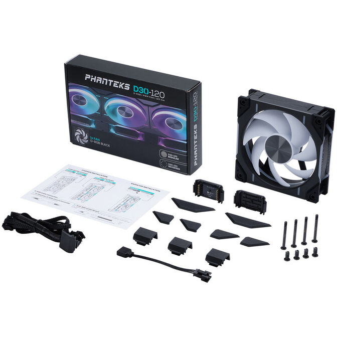 PHANTEKS D30 PWM Regular Airflow D-RGB Fan - 120mm, black + 3-pack image number 9