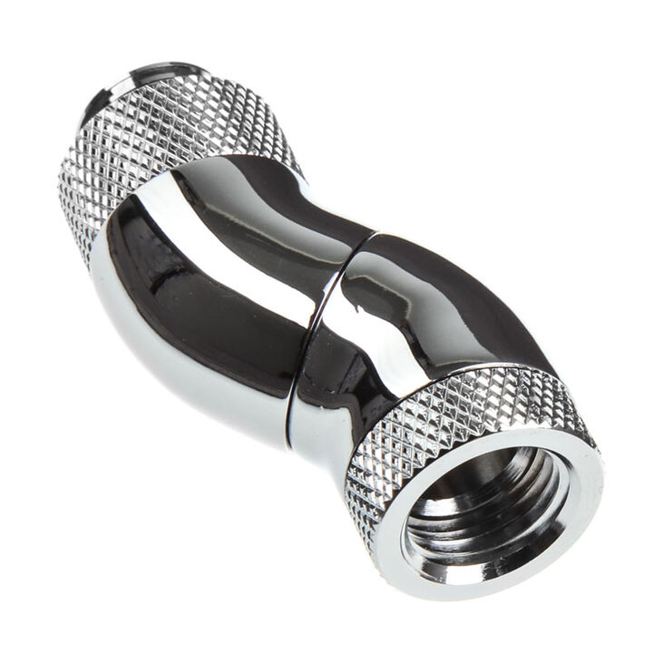 Bitspower Adapter 90 Degree G1/4 Inch Male to G1/4 Inch Female - 3x Rotatable, Shiny Silver image number 0