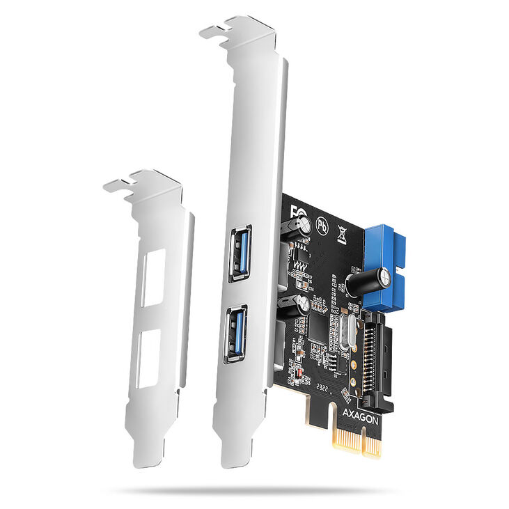 AXAGON PCEU-232RS expansion card, PCIe 4.0 x1, 4x USB 3.0, 2x internal - black image number 0