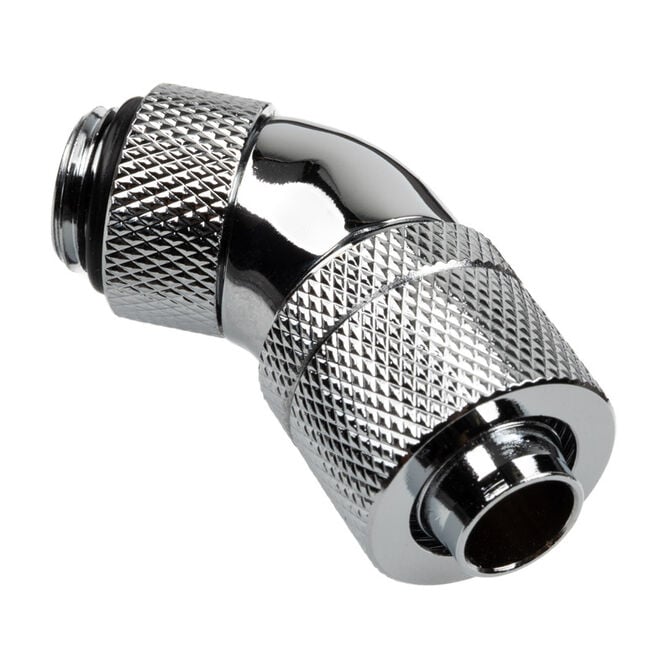 Alphacool HF Connection 45 Degree G1/4 Inch Female Thread to 13/10mm - Rotatable, Chrome Silver image number 0