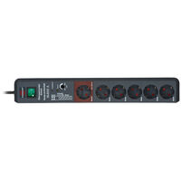 Brennenstuhl Secure-Tec Power Strip, 6-way, Surge Protection - anthracite
