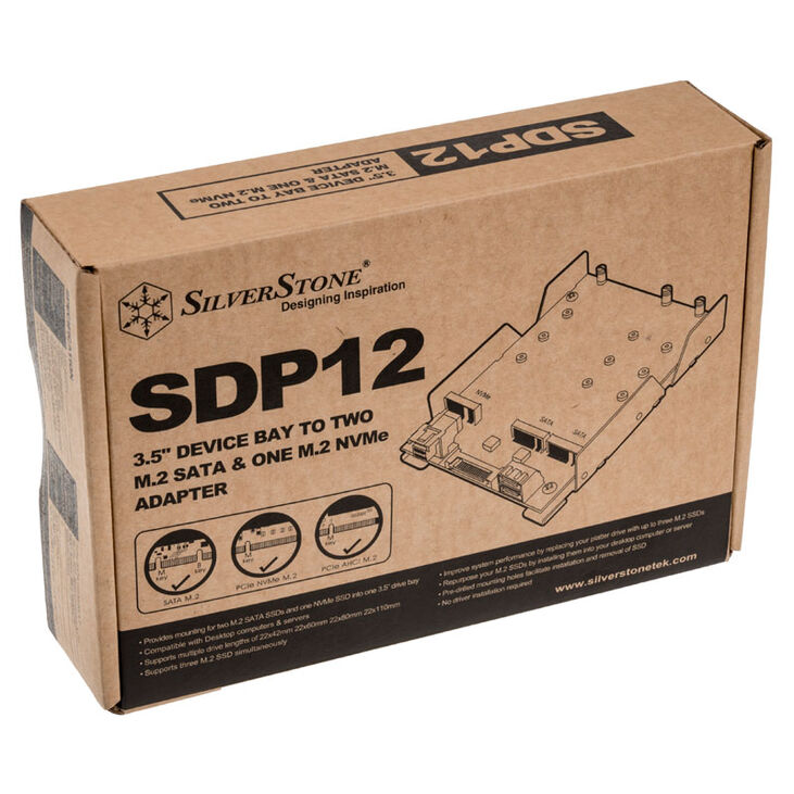 SilverStone SST-SDP12 - 3.5 Zoll für 2x M.2 SATA und 1x M.2 NVMe SSD Mounting Adapter Bracket image number 5