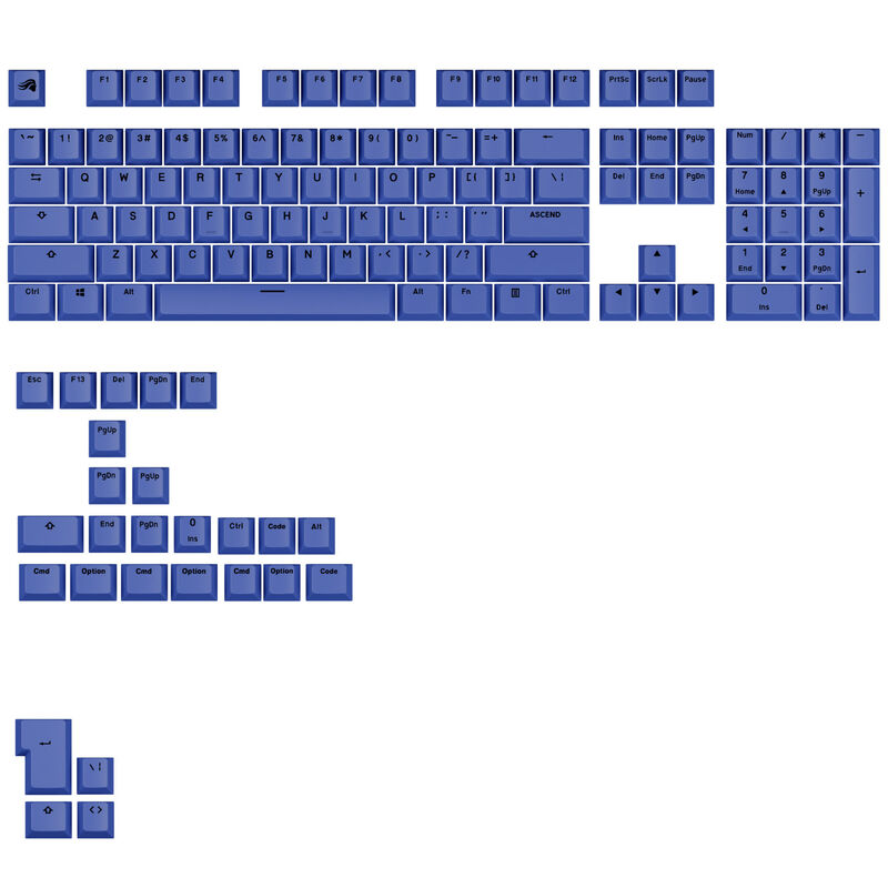 Glorious GPBT Basics Keycaps, ANSI Layout (US), PBT, Doubleshot - Mana Blue Image