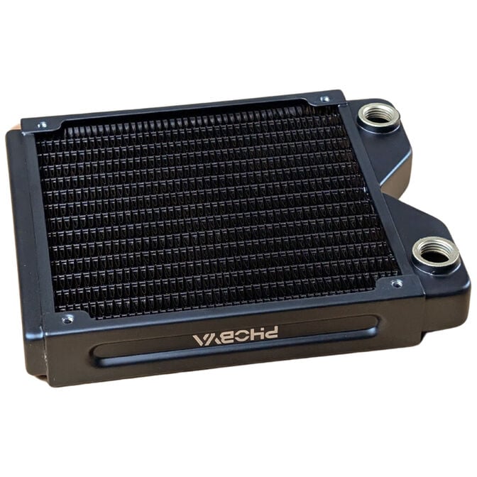 Phobya R27-S140 Radiator, 140 mm radiator, 18 FPI, copper fins, 2x G1/4-inch connections &ndash; black image number 1