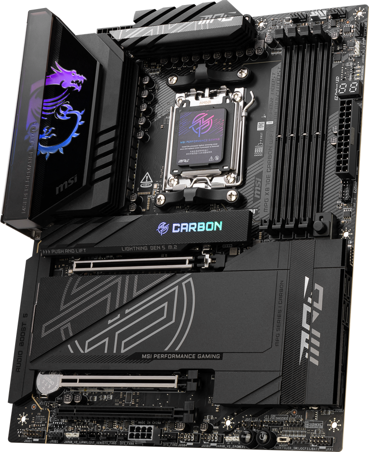 MSI MPG X870E Carbon WiFi motherboard, Socket AM5, AMD X870E, ATX, DDR5 image number 2