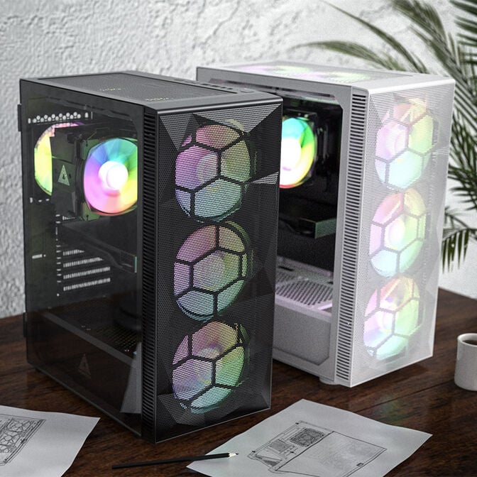 Montech X3 Glass PC Case, Mid Tower, ATX, RGB, Tempered Glass - White image number 6