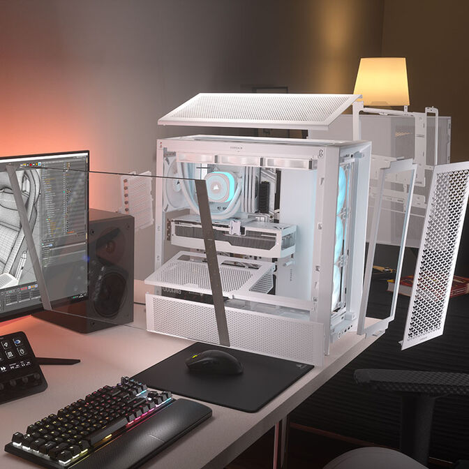 Corsair Frame 4000D RS ARGB PC case, Mid Tower, E-ATX, RGB, Tempered Glass - white image number 10