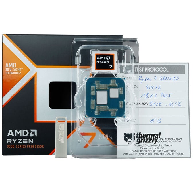 Thermal Grizzly Delidded CPU AMD 9800X3D, 8 cores, 5.2 GHz, Socket AM5 (Granite Ridge) - boxed, delidded image number 3
