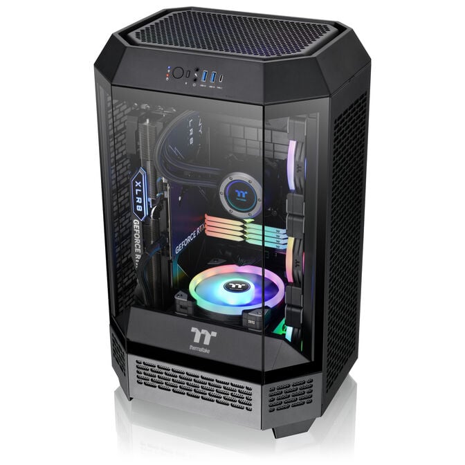 Thermaltake The Tower 300 PC-Geh&auml;use, Mini-Geh&auml;use, mATX, Tempered Glass - inklusive 2x 140-mm-L&uuml;fter, schwarz image number 7