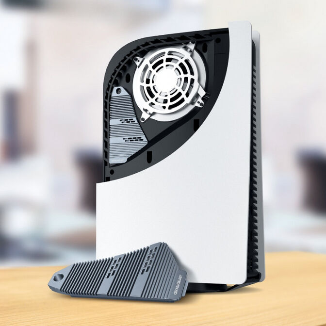 Grey Gear Heatpipe heatsink for PS5 storage expansion for M.2 NVMe SSD with integrated cover image number 1