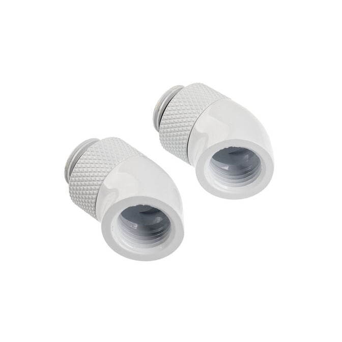 Corsair Hydro X Series Adapter 45 Grad G1/4 Zoll AG auf G1/4 Zoll IG - 2er Pack, drehbar, wei&szlig; image number 1