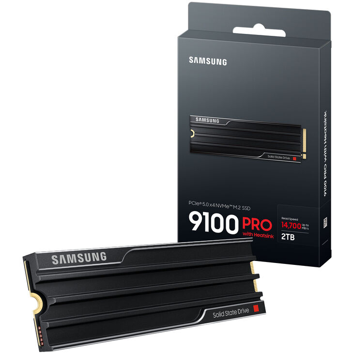 Samsung 9100 PRO Series NVMe SSD, PCIe 5.0 M.2 Type 2280, with heatsink - 2TB image number 0