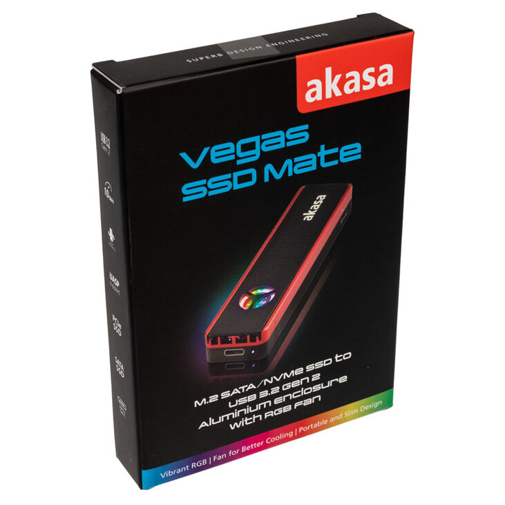 Akasa Vegas SSD Mate, M.2 SATA/NVMe SSD to USB3.2 Gen2 image number 5