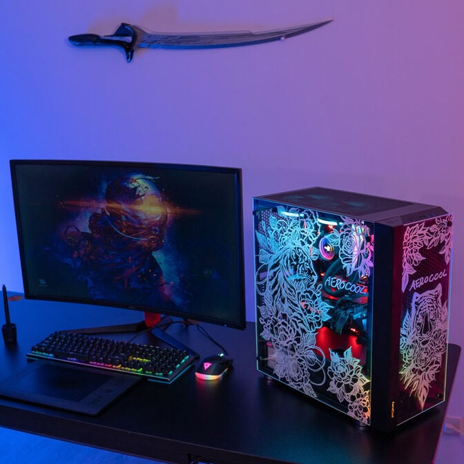 Aerocool Skribble Midi-Tower, Tempered Glass - schwarz image number 8