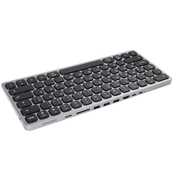 AXAGON HMC-KB USB-C Tastatur, microSD/SD, 3x USB-A 3.0, HDMI 4K/60Hz, PD 100W, Audio - DE Layout image number 4