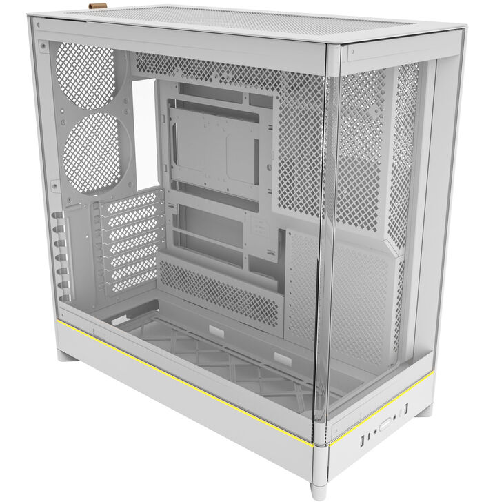 Montech HS02 PC Case, Midi Tower, ATX, Tempered Glass, ARGB - White image number 0