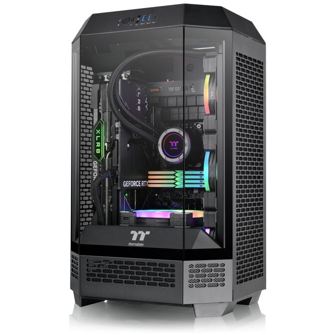 Thermaltake The Tower 300 PC-Geh&auml;use, Mini-Geh&auml;use, mATX, Tempered Glass - inklusive 2x 140-mm-L&uuml;fter, schwarz image number 5
