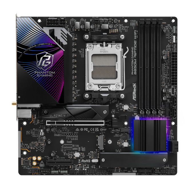 ASROCK B850M Riptide Wifi Mainboard, Sockel AM5, AMD B850, Micro-ATX, DDR5 image number 3