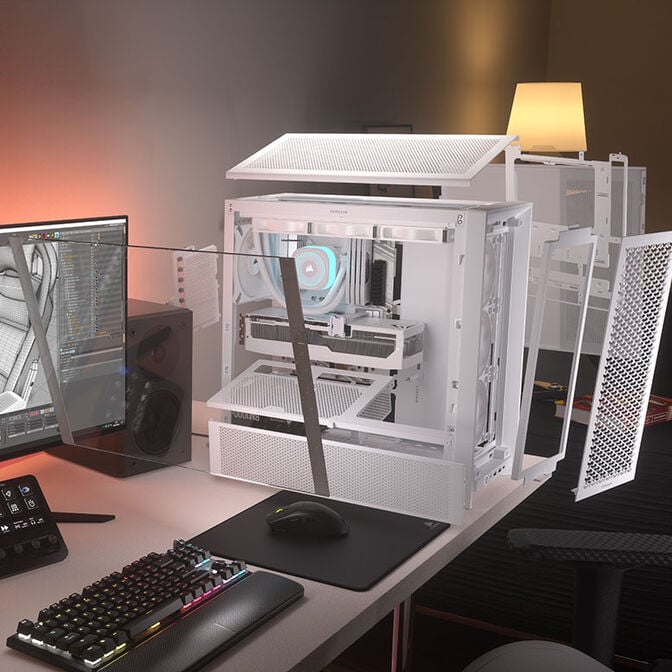 Corsair Frame 4000D RS PC-Geh&auml;use, Midi-Tower, E-ATX, Tempered Glass - wei&szlig; image number 10