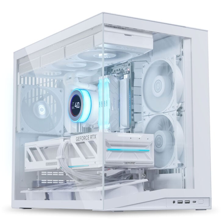 Lian Li O11 Dynamic Mini V2 Flow PC-Gehäuse, Mini-Gehäuse, ATX, Tempered Glass - inklusive 5x 120-mm-Lüfter, weiß image number 1