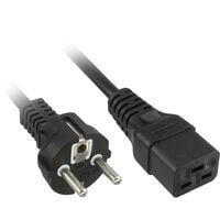 InLine power cable C19, 16A, safety contact, straight - 2m, black