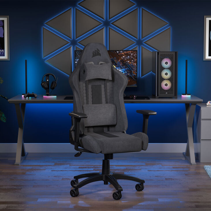 Corsair TC100 Relaxed Soft Fabric Gaming Chair - black, grey image number 8