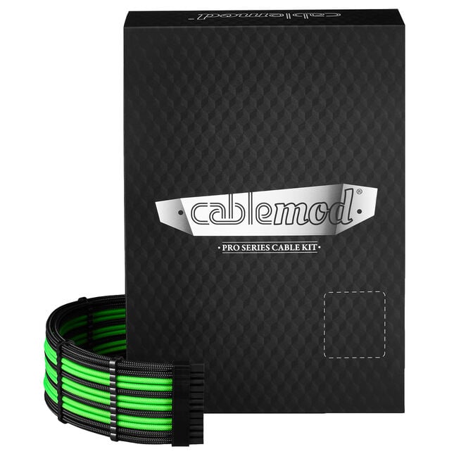 CableMod C-Series Pro ModMesh Sleeved 12V-2x6 12VHPWR Dual StealthSense Cable Kit for Corsair RMi, RMx (Black Label) - black/light green image number 0