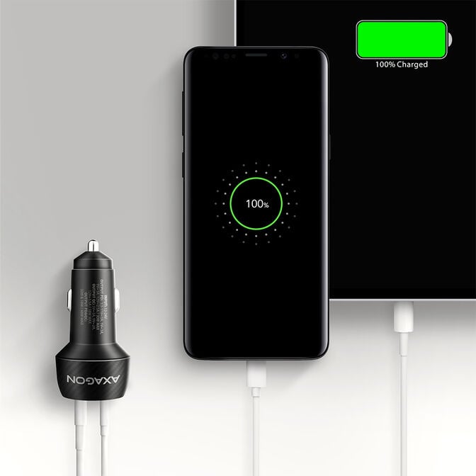 AXAGON PWC-PQ48 Car Charger, USB-C with Power Delivery 3, USB-A with Quick Charge 4+ - black image number 5