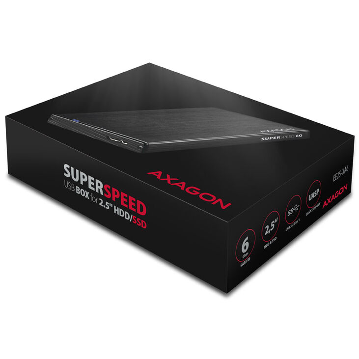 AXAGON EE25-XA6  externes 2,5"-Gehäuse, USB3.0 / SATA 6G, Aluminium - schwarz image number 5