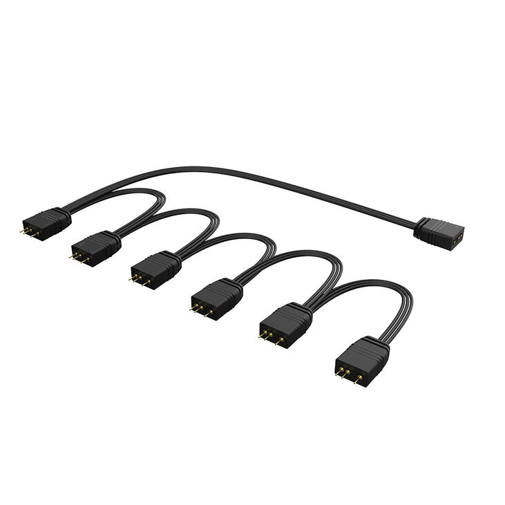 Akasa aRGB Splitter-Kabel, 1-zu-6, 3-Pin - schwarz image number 0
