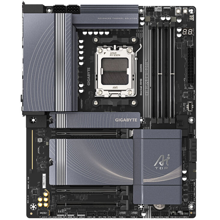 GIGABYTE B850 AI TOP motherboard, AM5 socket, AMD B850, ATX, DDR5 image number 2