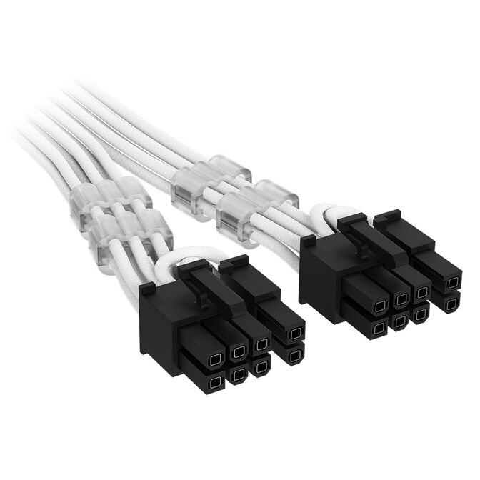 Corsair Premium Sleeved 12V-2x6 zu 2x 6+2-Pin-PCIe-Kabel, Universal - wei&szlig; image number 2